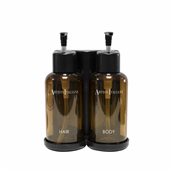 Διανεμητής πλαστικός, με 2 μπουκάλια 300ml, με αντία (σαμπουάν/αφρόλουτρο), Επιτοίχιος, Artisti Italiani